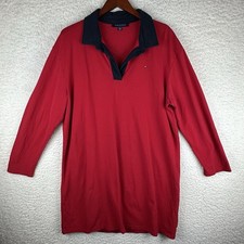 Tommy Hilfiger Red Polo Dress XL  Long Sleeve Casual Comfy Classic  Y2K