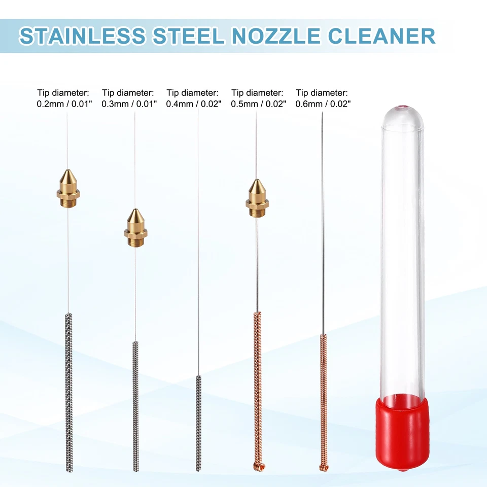 5Pcs 3D Printer Nozzle Cleaning Kit 0.2-0.6mm Stainless Steel Cleaner Needles - Изображение 3 из 4