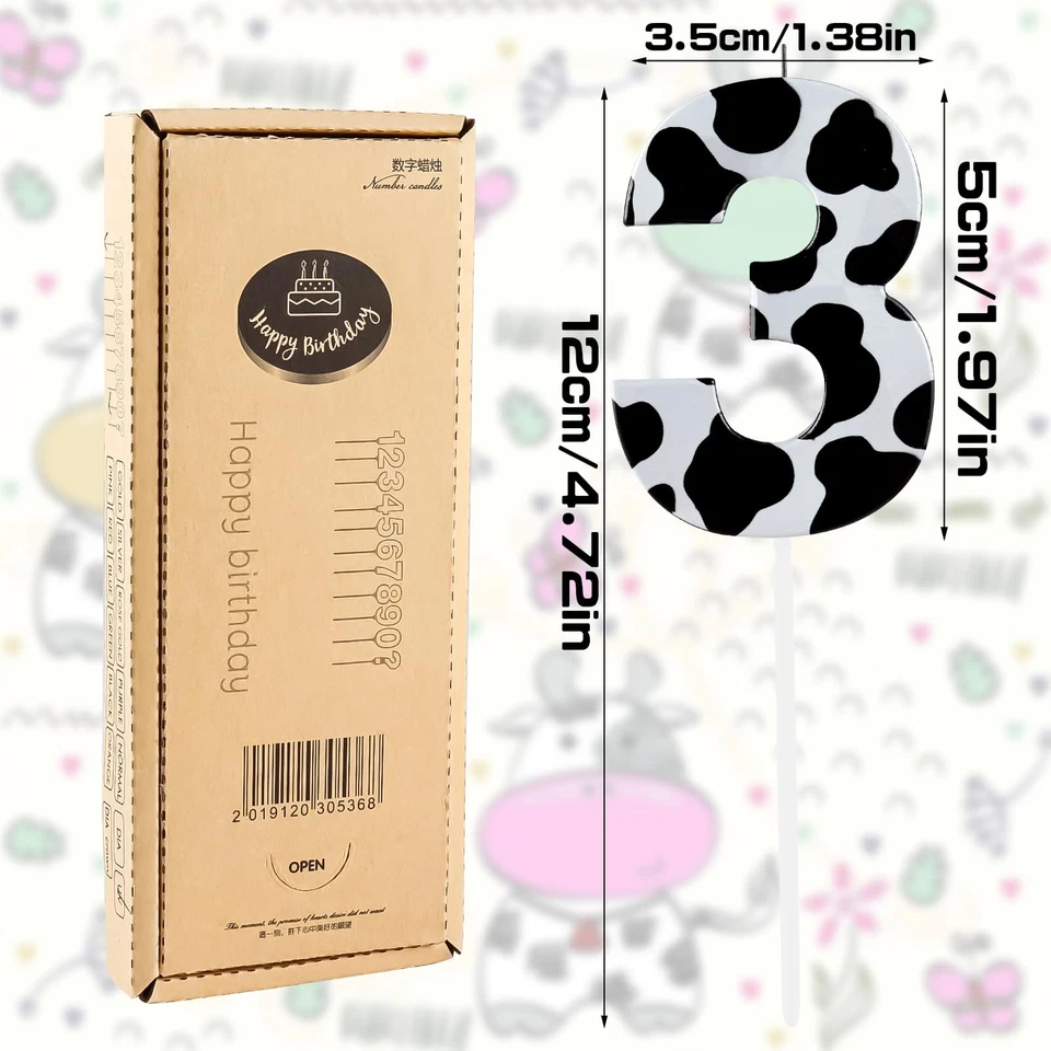 Vela de animales de granja número 2, adorno de pastel de vaca metálico 3D para fiesta de cumpleaños Foto 2 de 4