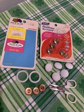 Lot of Vintage 1950's - 1970's Sewing Notions: Buttons Needles Mini Scissors