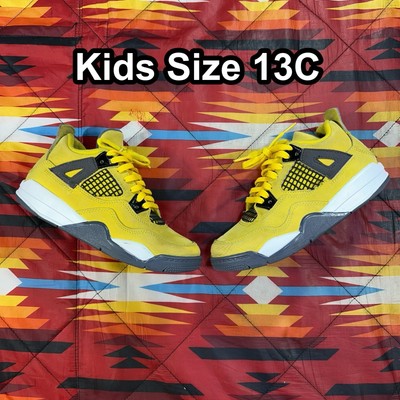 Nike Air Jordan 4 Lightning BQ7669-700 Yellow Athletic Shoes Kids Size 13C