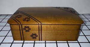 Medium Pet Cremation Urn Paw Print Wood Box Cat Dog Wood Chest Polish Handmade