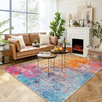 Vibrant 8x10 Washable Area Rug for Living Room, Bedroom, and Dining Decor