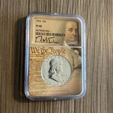 1963 FRANKLIN HALF DOLLAR NGC PF 68 RICK TOMASKA HAND SIGNED NICE ORIGINAL COIN