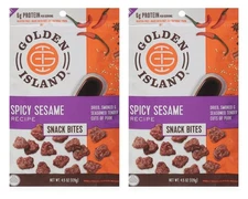 2 Packs Of Golden Island Spicy Sesame Barbecue Pork Snack Bites (4.5 oz)