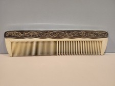 Vintage Ornate Silver Plated Comb Holder With Comb