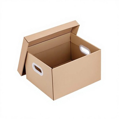 Office Document Storage Box with Lid Handle Extra Hard Kraft Folding Carton