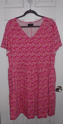 Lane Bryant Dress Size 22/24 Soft Cotton Babydoll Style Pink Floral w/ Pockets!