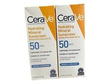 (2) CeraVe Hydrating Mineral Sunscreen SPF 50 for Face 2.5oz Exp 2025/2026