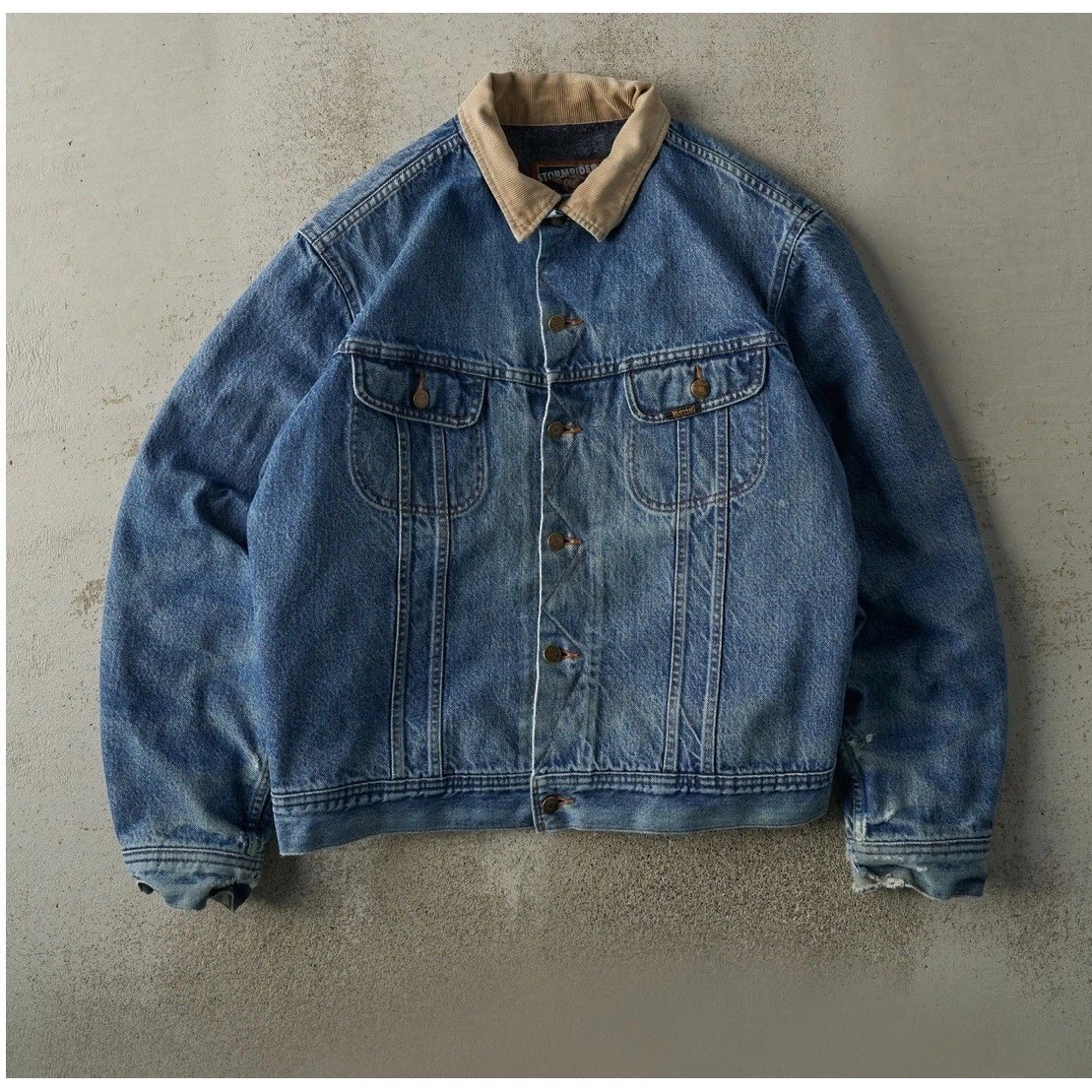 Rebalance Mustang Storm Rider Denim Jacket Corduroy Collar Blanket Lined 46 T/G