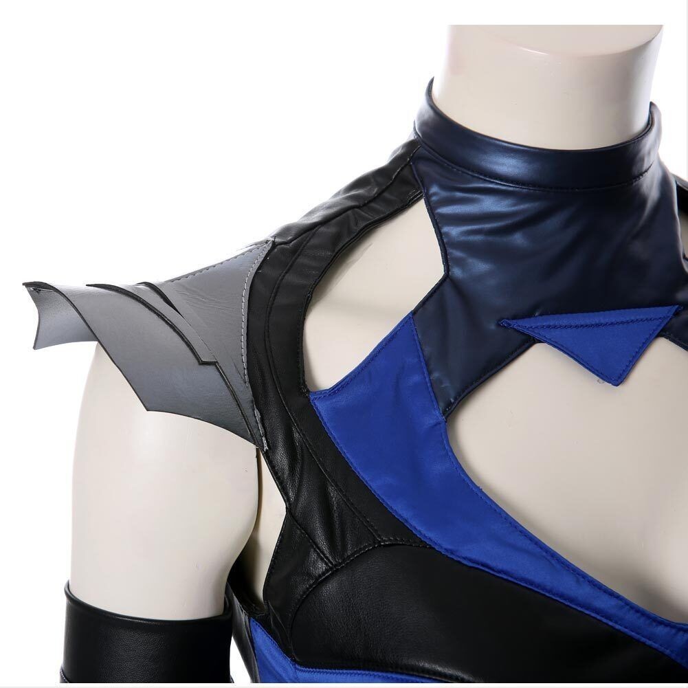 MK 11 Kitana Cosplay Costume FullSet Fancy Dress Jumpsuit Top Pants Uniform Blue