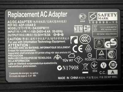 Power Supply 330W AC Adapter With Power Cordfor DELL Alienware M18x 18 X51 R1 R2