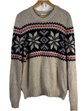 Abercrombie Nordic Fair Isle Pullover Muscle Sweater M Beige Cotton BlendClassic
