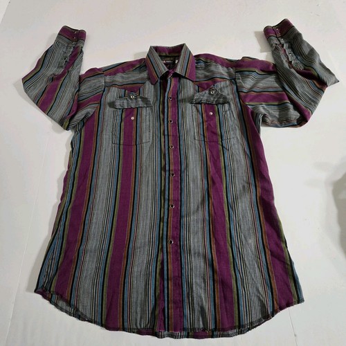 Vtg Panhandle Slim Long Sleeve Western Striped Shirt Snap Button 16 1/2 x 35 USA - Picture 17 of 24