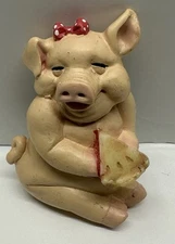 House Of Lloyd Pig Hog Swine Piglet With Slice Of Pie Refrigerator Magnet VTG