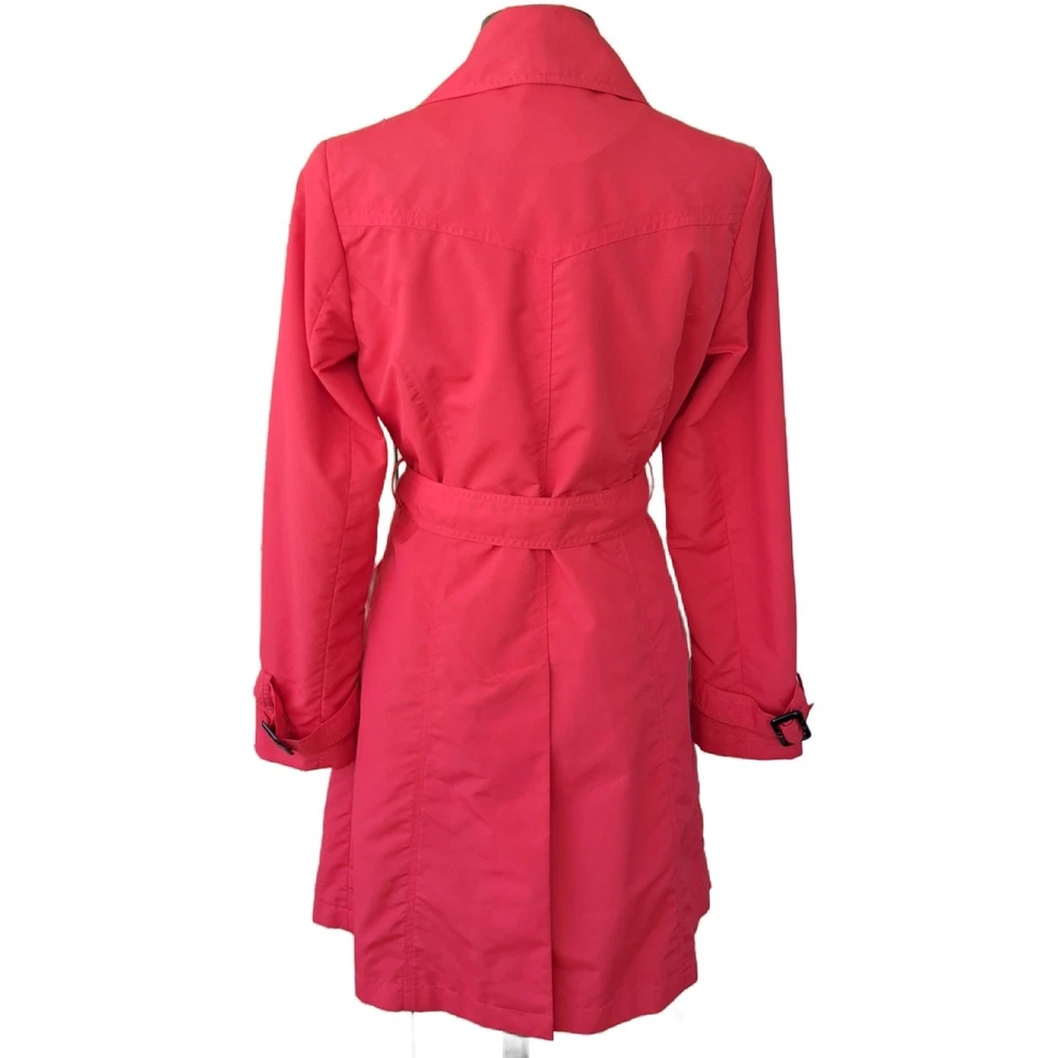 MARKS & SPENCER Poppy Red Trench Coat Size 6 US Jacket Belted - Image 3 of 4