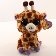 Ty Safari the Giraffe Beanie Boos Purple Eyes Plush Toy 2010 6" with Hang Tag