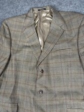 Vintage Hart Schaffner Marx Blazer Mens 44 Plaid Wool Sports Coat Made USA 90s