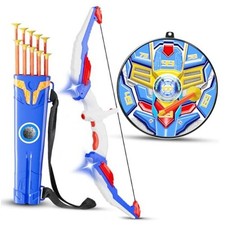Kids Bow and Arrow Set, LED Light Up Archery Toy Set with 10 Suction Cup