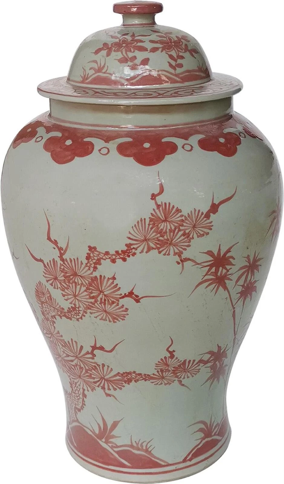 EuroLux Home Ceramic Plum Tree Temple Jar