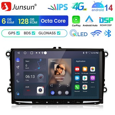 6+128G Android14 Carplay Autoradio GPS FM Für VW GOLF 5 6 EOS POLO Touran Passat