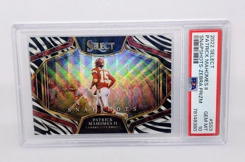 2022 Panini Select Patrick Mahomes II Zebra Snapshots PSA 10 GEM MINT POP 4
