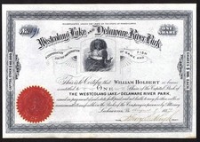 1887 Lackawanna Pa -  Westcolang Lake & Delaware River Park Stock Certificate