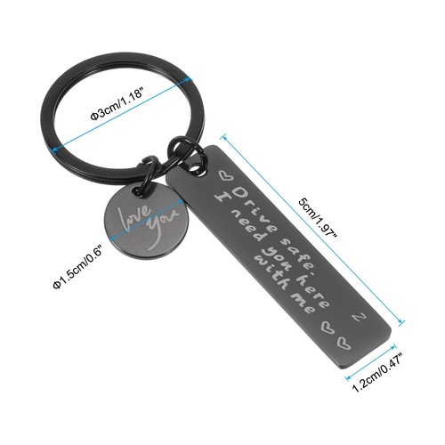 Drive Safe Love You Letter Z Keychain I Need You Here with Me, Black - Picture 2 of 6