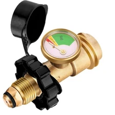 Kitchen QCC1/POL Propane Gas Tank Valve Adapter Connector & Pressure Meter Gauge