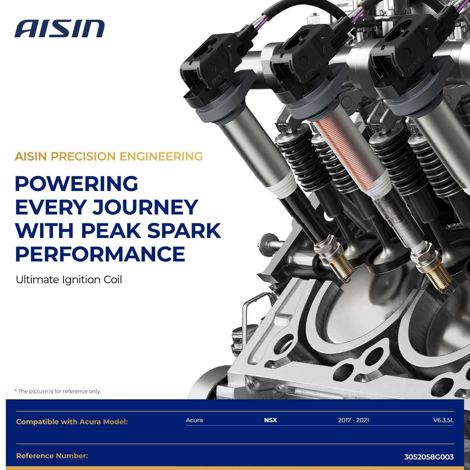 AISIN 6 Pack Ignition Coils for Acura NSX 2017 2018 2019 2020 2021 V6 3.5L DOHC
