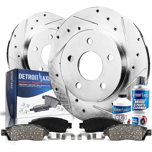Detroit Axle REAR Drilled Rotors + Brake Pads for 2002-2005 Ford ...