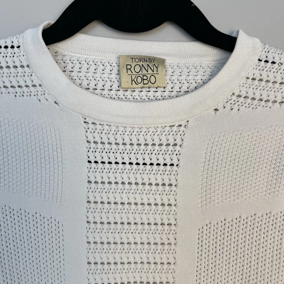 Pullover Pointelle para mujer Torn By Ronny Kobo suéter manga larga marfil M Foto 2 de 4