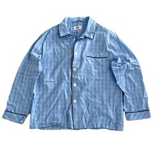 The Vermont Country Store Plaid Blue Tartan Sleep Shirt Men L Button Front