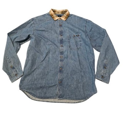 Vans Off The Wall Long-Sleeve Blue Denim Button Up Shirt Mens Loose Fit Sz S NWT