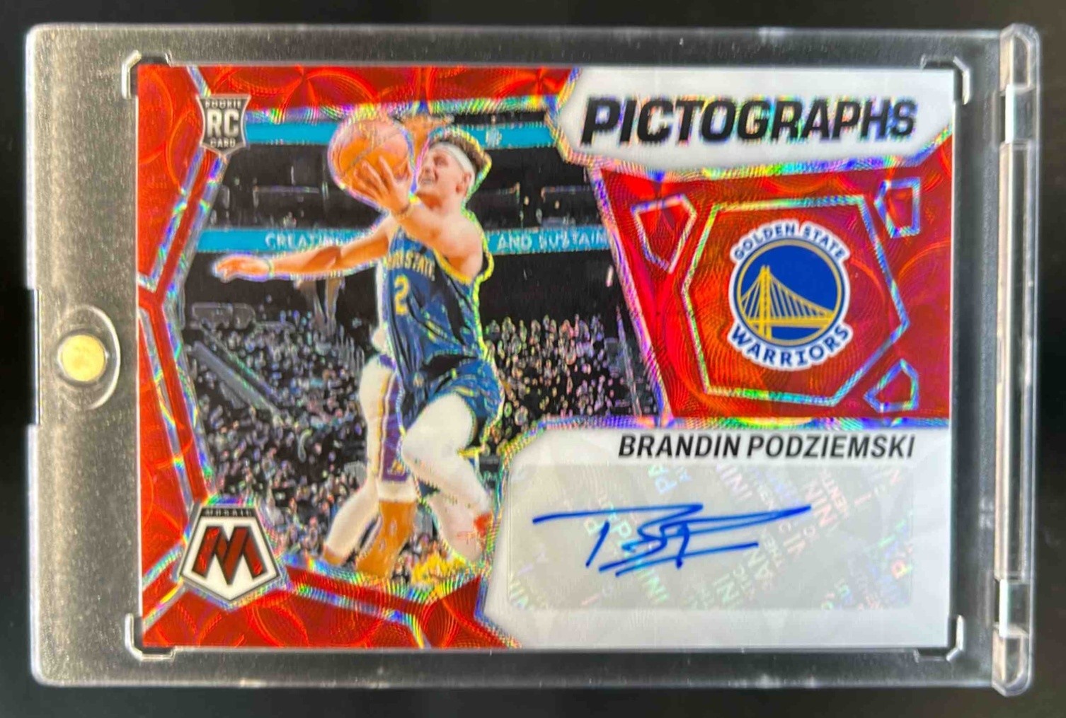 2023-24 Mosaic Brandin Podziemski Pictographs RC International Auto #PM-POD