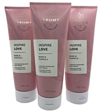 Bath Body Works Aromatherapy Inspire Love Rose Vanilla Body Cream 8 Oz x3
