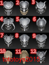 1:6 1:12 1:18 Predato Warrior Mask Head Sculpt For 12