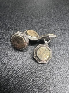 14k Cuff Links White Gold Two Tone 6.42G Belais Vintage