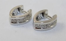 2Ct Round Cut Simulated Diamond Women Huggie Hoop Earrings 14k White Gold Plated