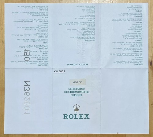 Garantía de certificado Rolex N362001 69160 Lady Datejust acero 1991 1993 damas - Imagen 6 de 6