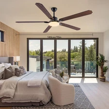 72in LED Ceiling Fan Indoor Ceiling Fan Lamp Light Dimmable W/ Remote Control US