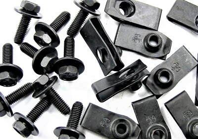 Body Bolts & U-nut Clips- M6-1.0 x 20mm Long- 10mm Hex- 40pcs (20ea)- LD#151F