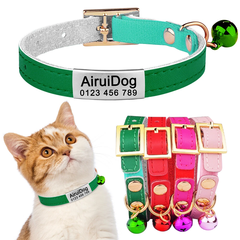 Kitten Cat Collar Personalized Safety Release Pink Id Tag Adjustable Puppy  Green | eBay
