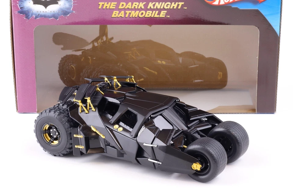 1:18 Hot Wheels Batman The Dark Knight Trilogy Batmobile Bicchiere Nero N2480 - Immagine 2 di 4