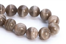 9-10MM Genuine Natural Gray Brown Moonstone Beads Grade A Round Loose Beads 8"