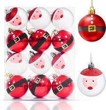 12Pcs Christmas Balls Santa Claus Style Christmas Tree Hanging Ornament Decor