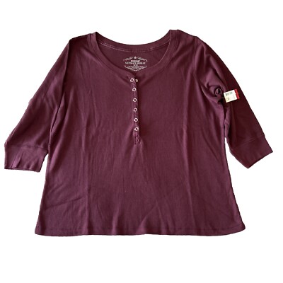 AVENUE Ultimate Henley T-Shirt 3/4 Sleeve Size 18/20