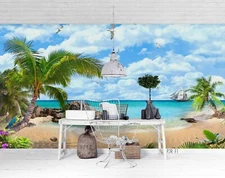 3D Sea Landscape Self-adhesive Removeable Wallpaper Wall Mural Sticker 333--JN