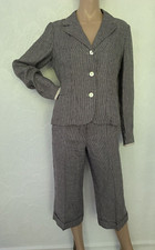 Max Mara Cotton Dogtooth Blazer Jacket & Crop Trouser Suit Set Uk 10/12 S/m Vgc