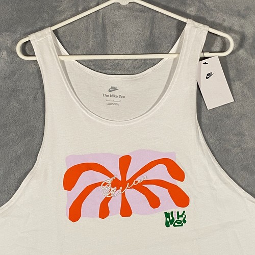 NIKE Sportswear Tank Top Mens Large White Spring Break Embroidered Swoosh New - Picture 1 of 9